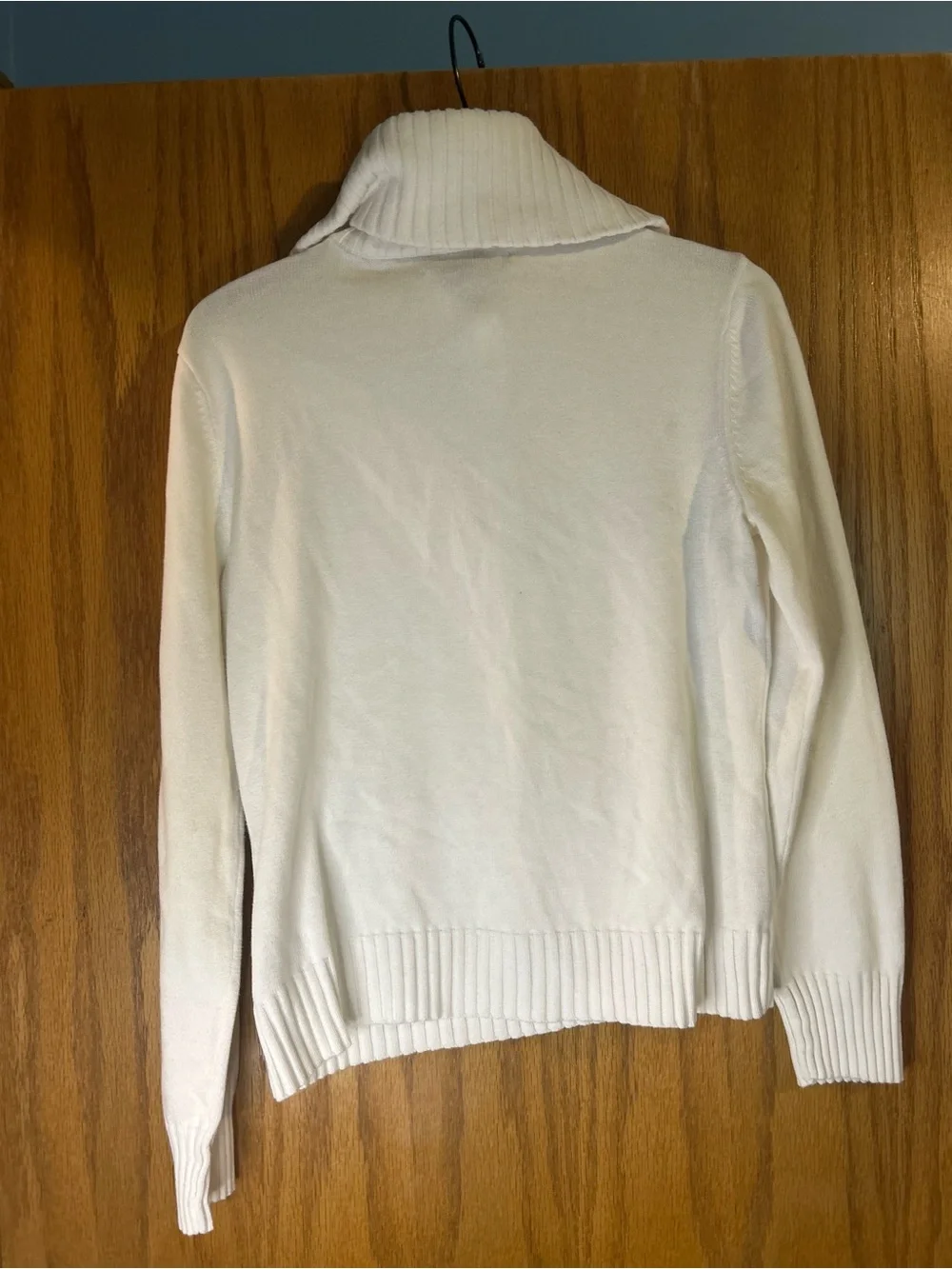 Ralph Lauren White Cotton Convertible snap turtleneck sweater Women’s Large - Picture 6 of 14